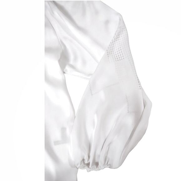 LOVE STITCH White Peasant Blouse Size S Boho Hippie South Western Simple Clean - Picture 6 of 10